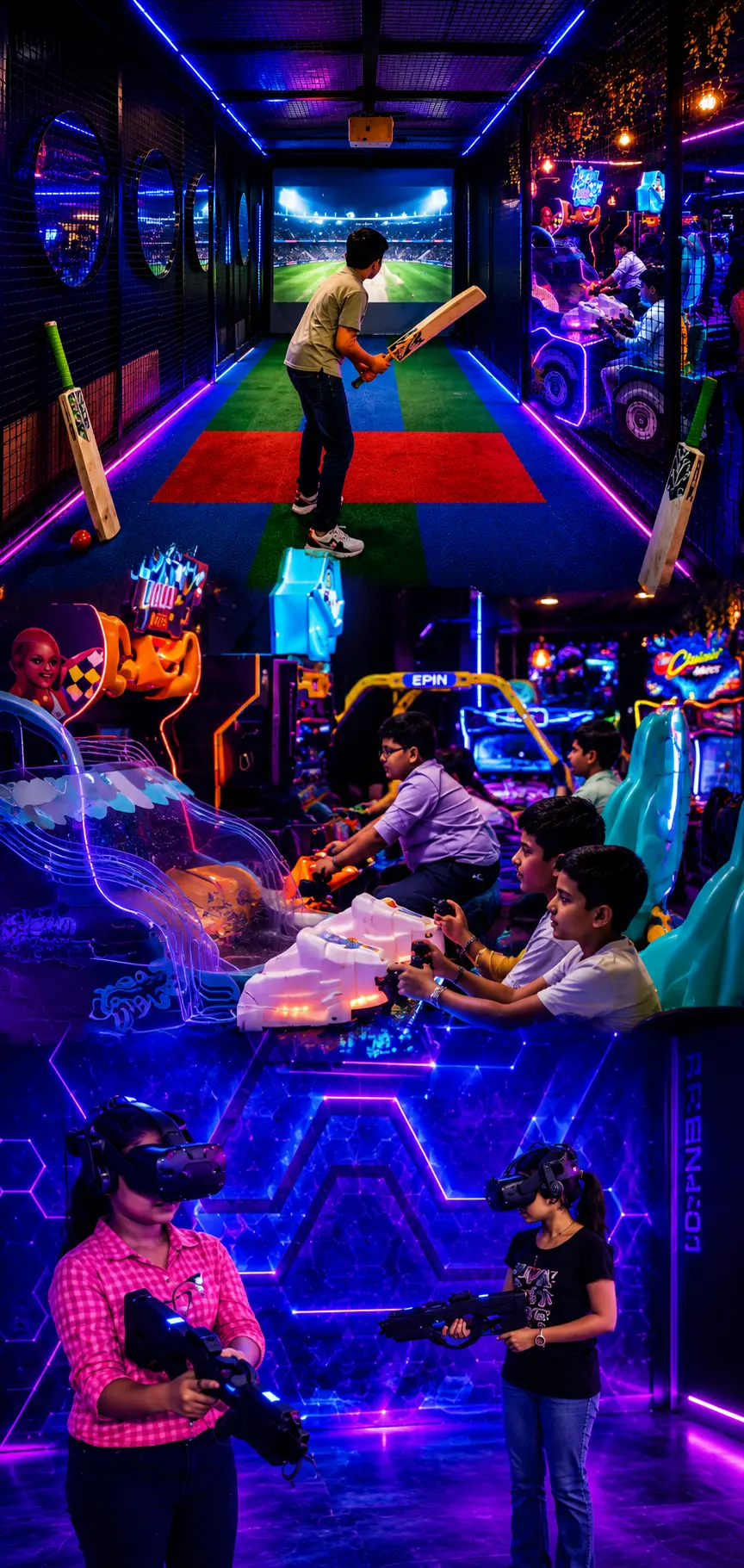 Kids enjoying cricket, arcade, and VR at Game Xtreme — Kids Group Offer from ₹599