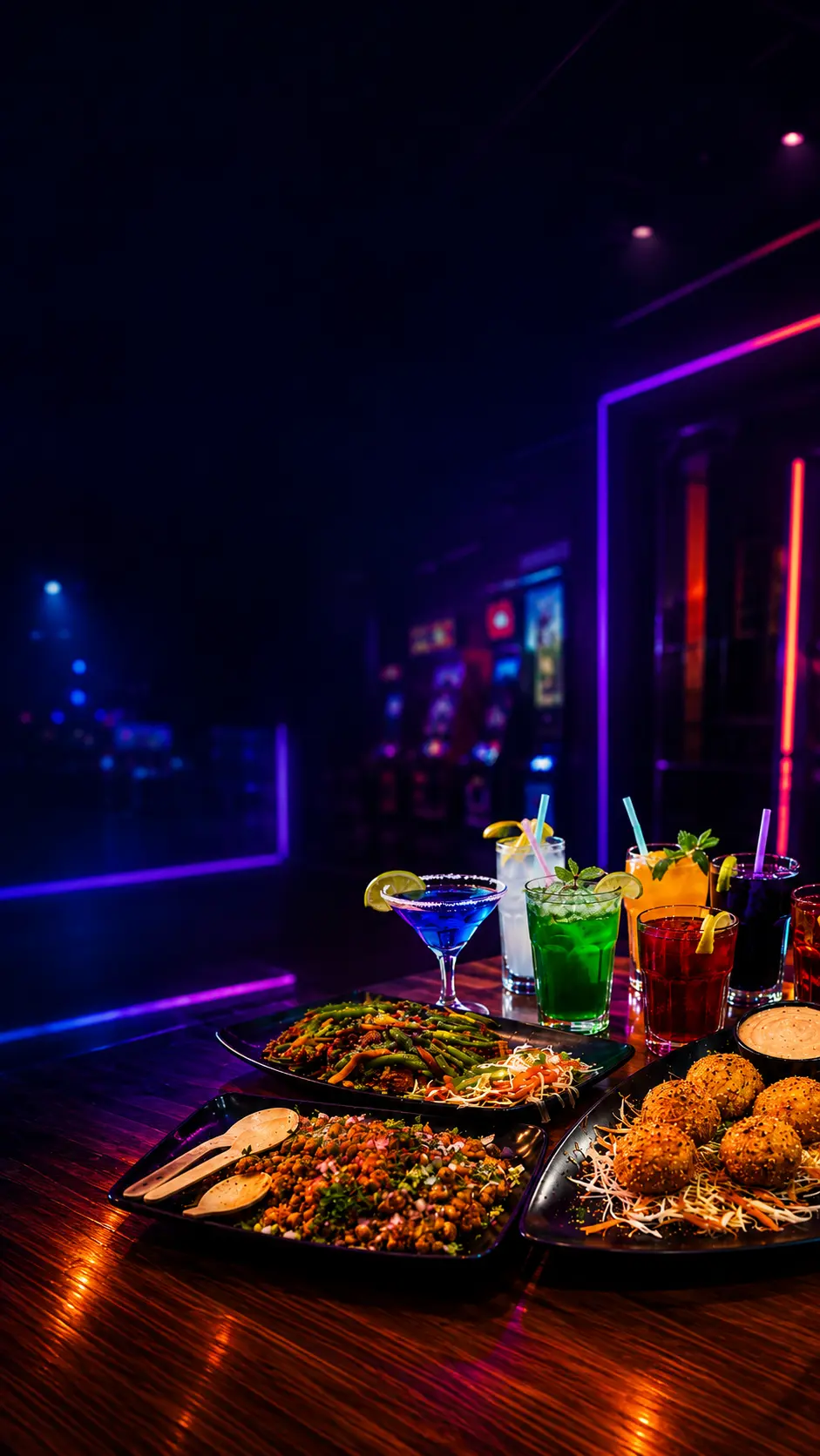 Colourful food and mocktails spread at Game Xtreme venue