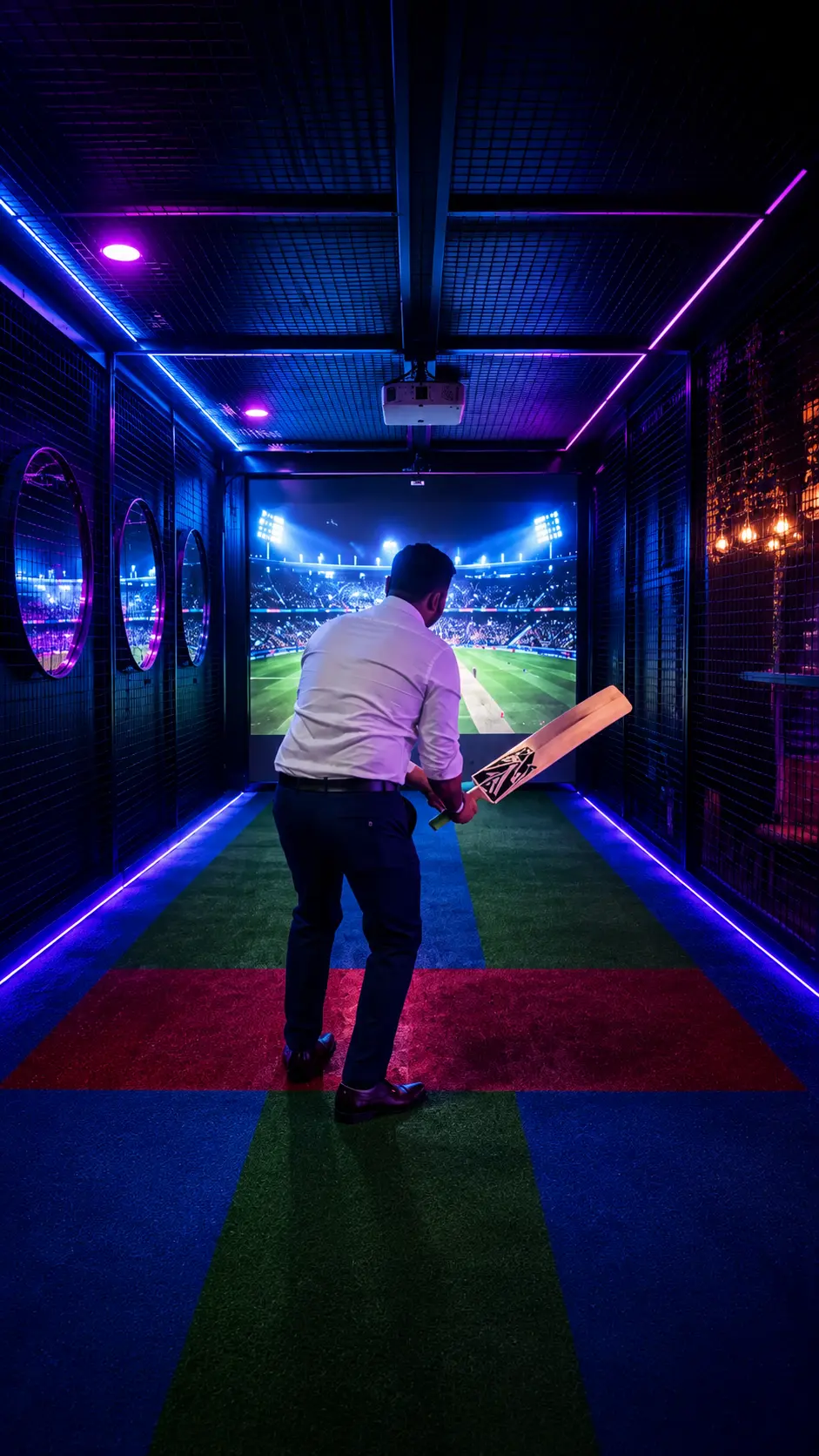 Cricket batting simulator with digital projection at Game Xtreme