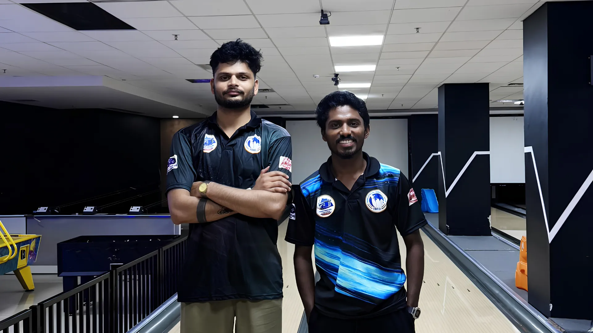 Two competing bowlers on the lane approach at the Telangana State Ranking Tournament, June 2026